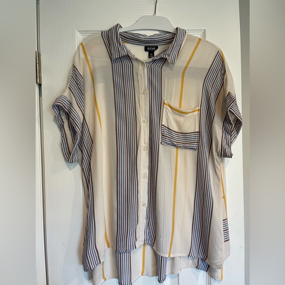 A.N.A Short Sleeve Classic Striped Relaxed Fit Button Down - Picture 2 of 8